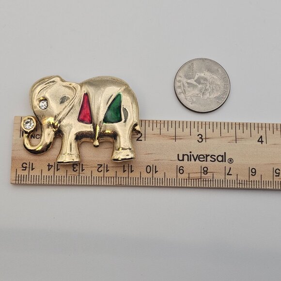 Elephant 3pc Lot Set Brooches Gold Toned Rhinestone Figural Pin Safari Animals - Picture 12 of 15